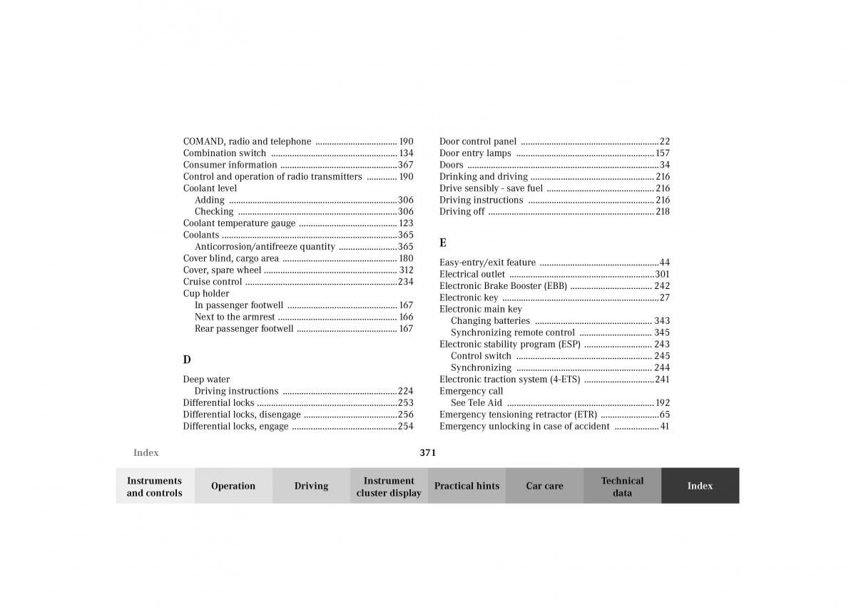 Mercedes Benz G Class W463 owners manual / page 374