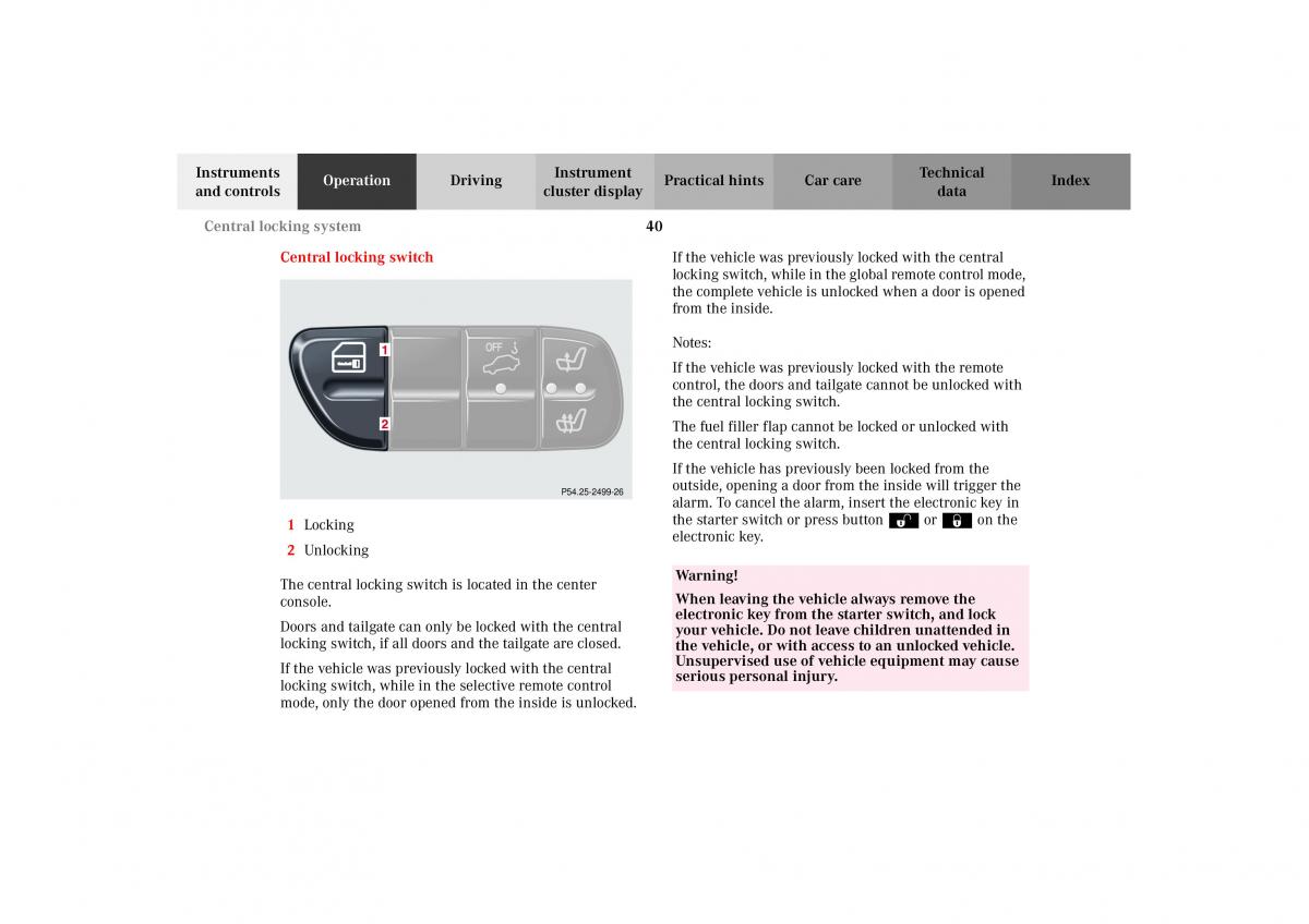 Mercedes Benz G Class W463 owners manual / page 43