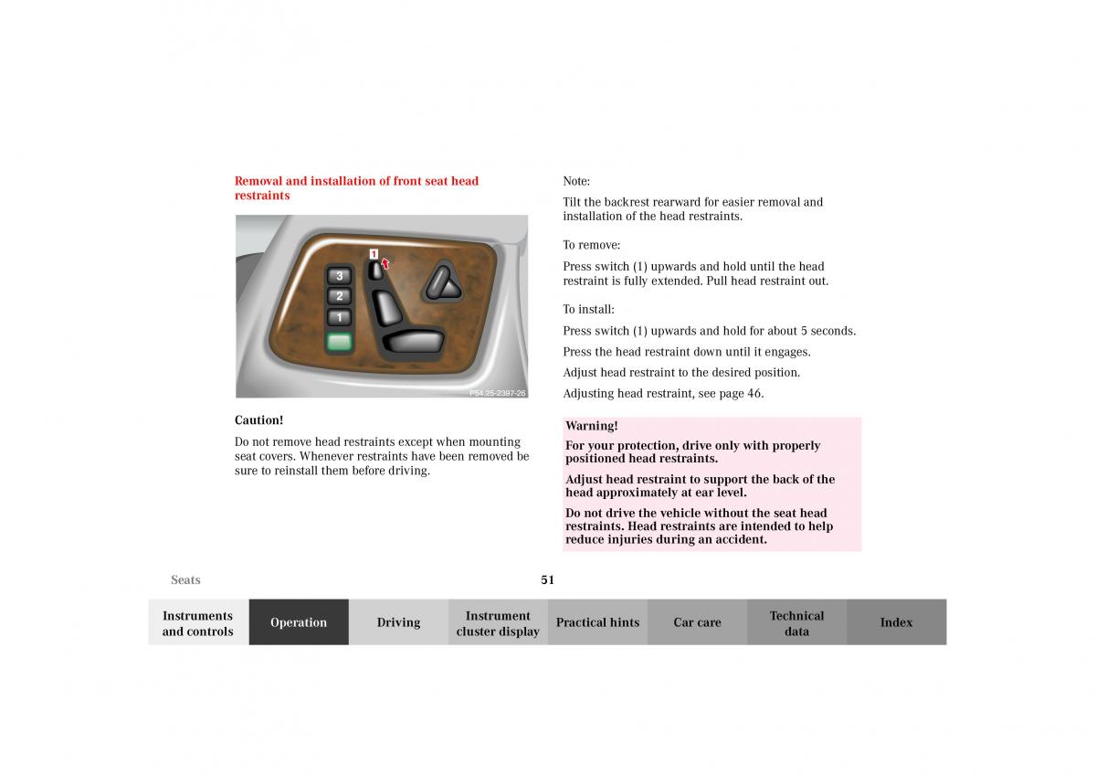 Mercedes Benz G Class W463 owners manual / page 54