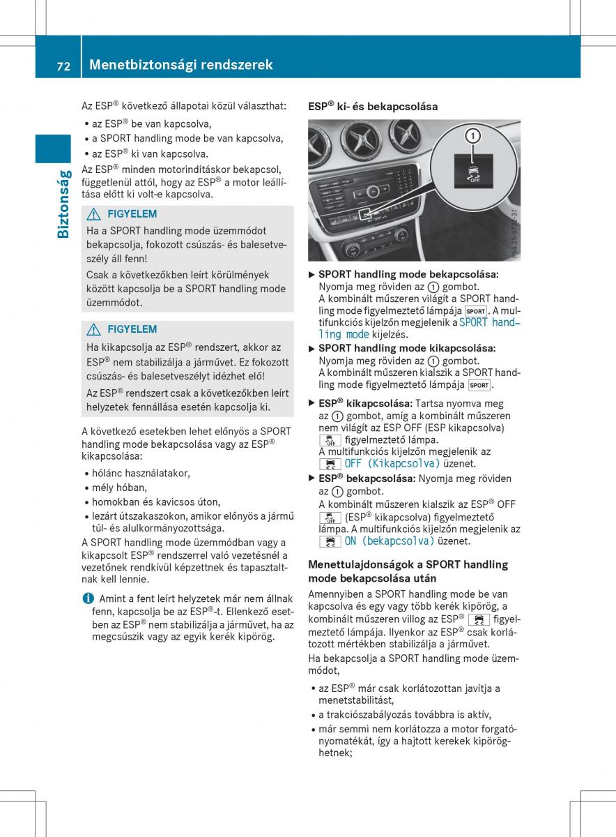 Mercedes GLA X156 kezelesi utmutato / page 72