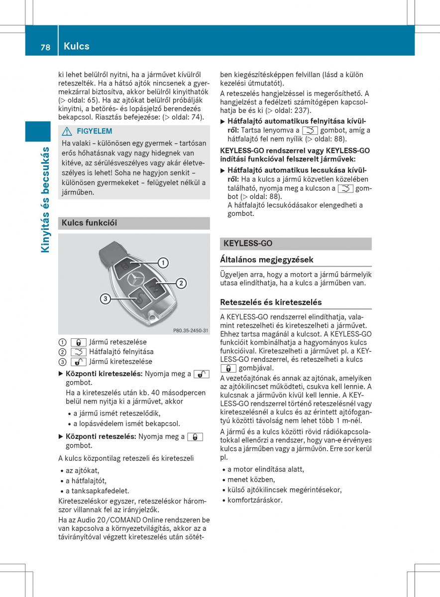 Mercedes GLA X156 kezelesi utmutato / page 78