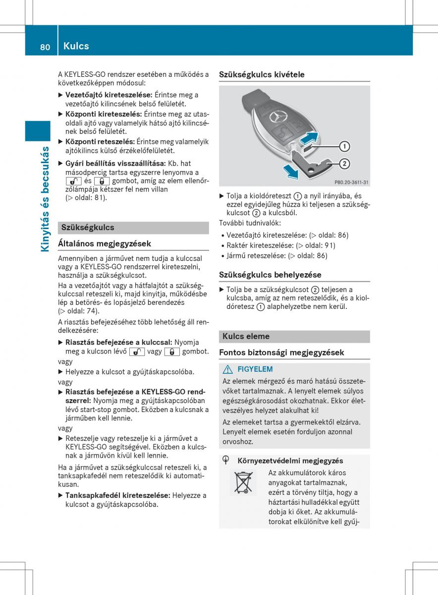 Mercedes GLA X156 kezelesi utmutato / page 80