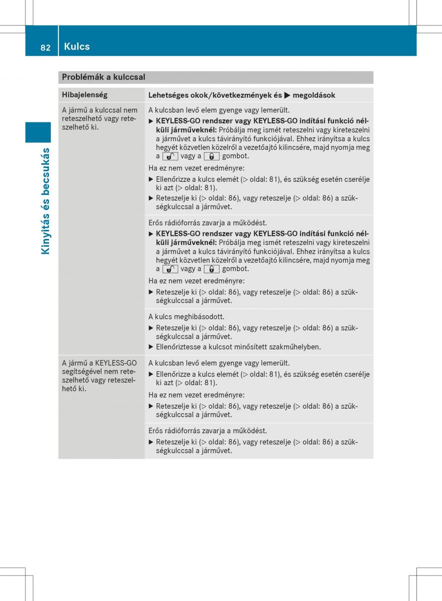 Mercedes GLA X156 kezelesi utmutato / page 82