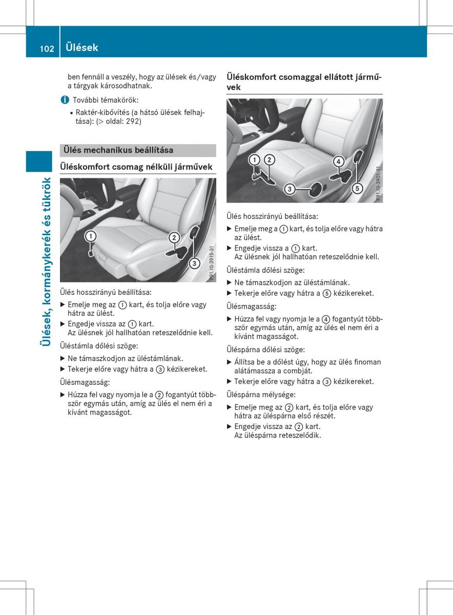 Mercedes GLA X156 kezelesi utmutato / page 102