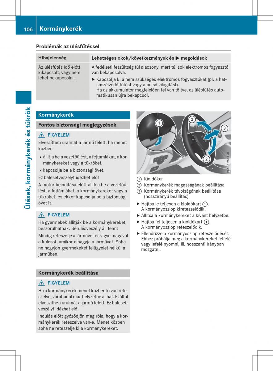 Mercedes GLA X156 kezelesi utmutato / page 106