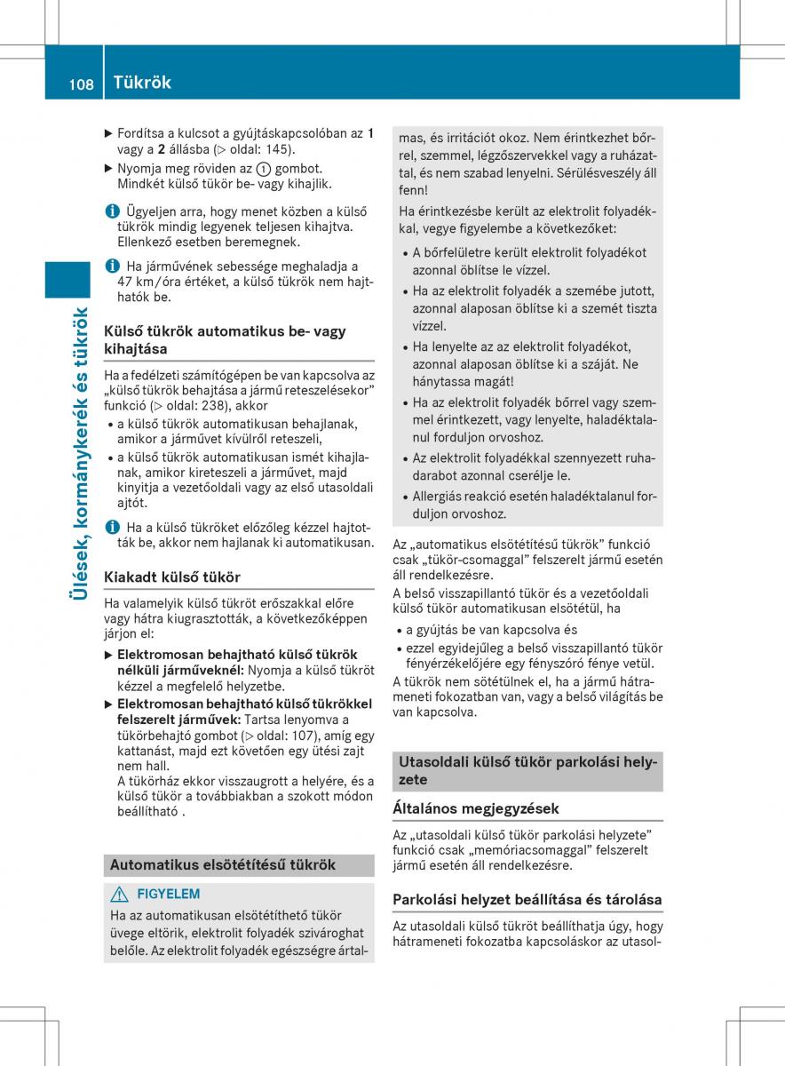 Mercedes GLA X156 kezelesi utmutato / page 108