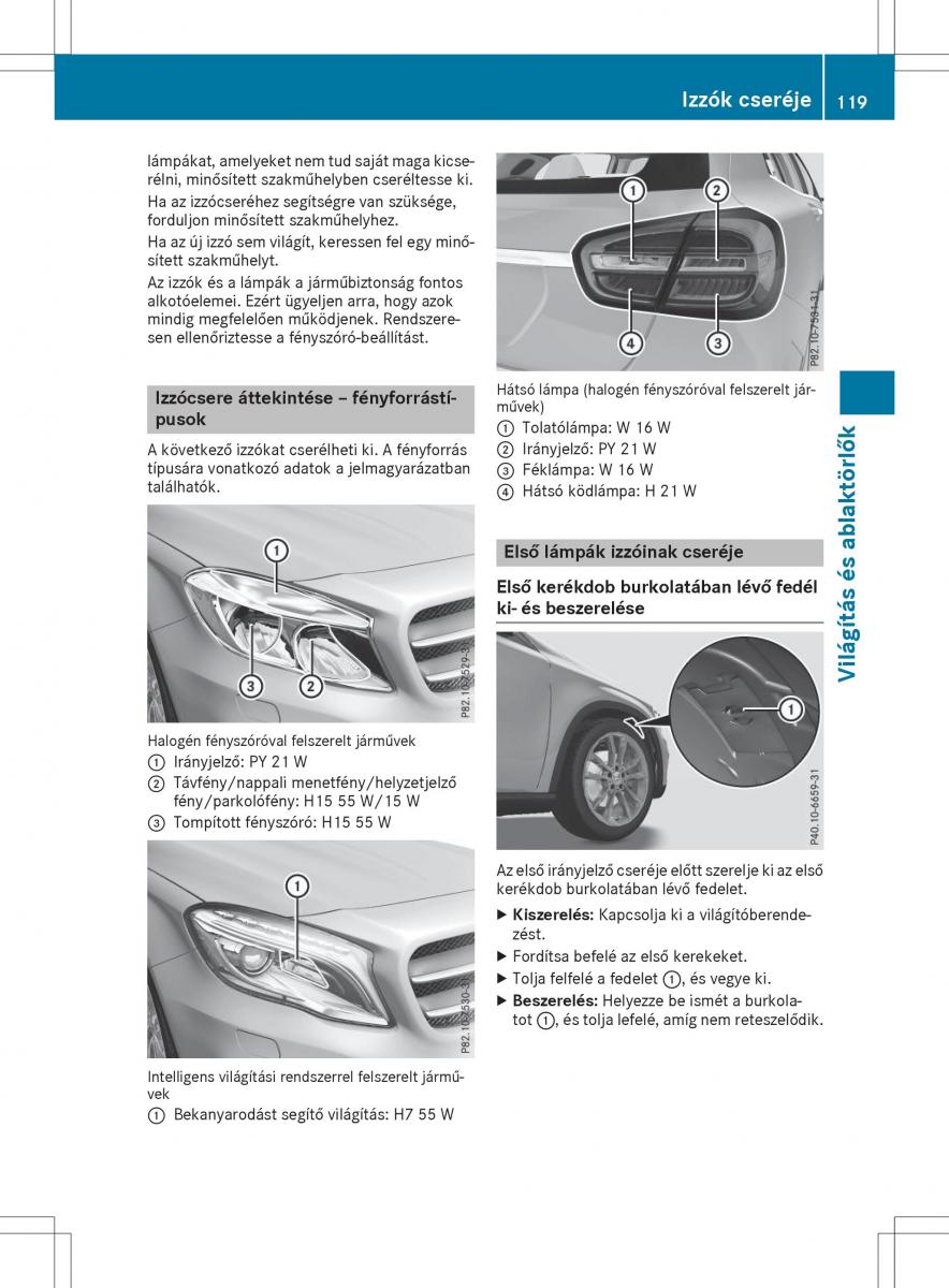 Mercedes GLA X156 kezelesi utmutato / page 119