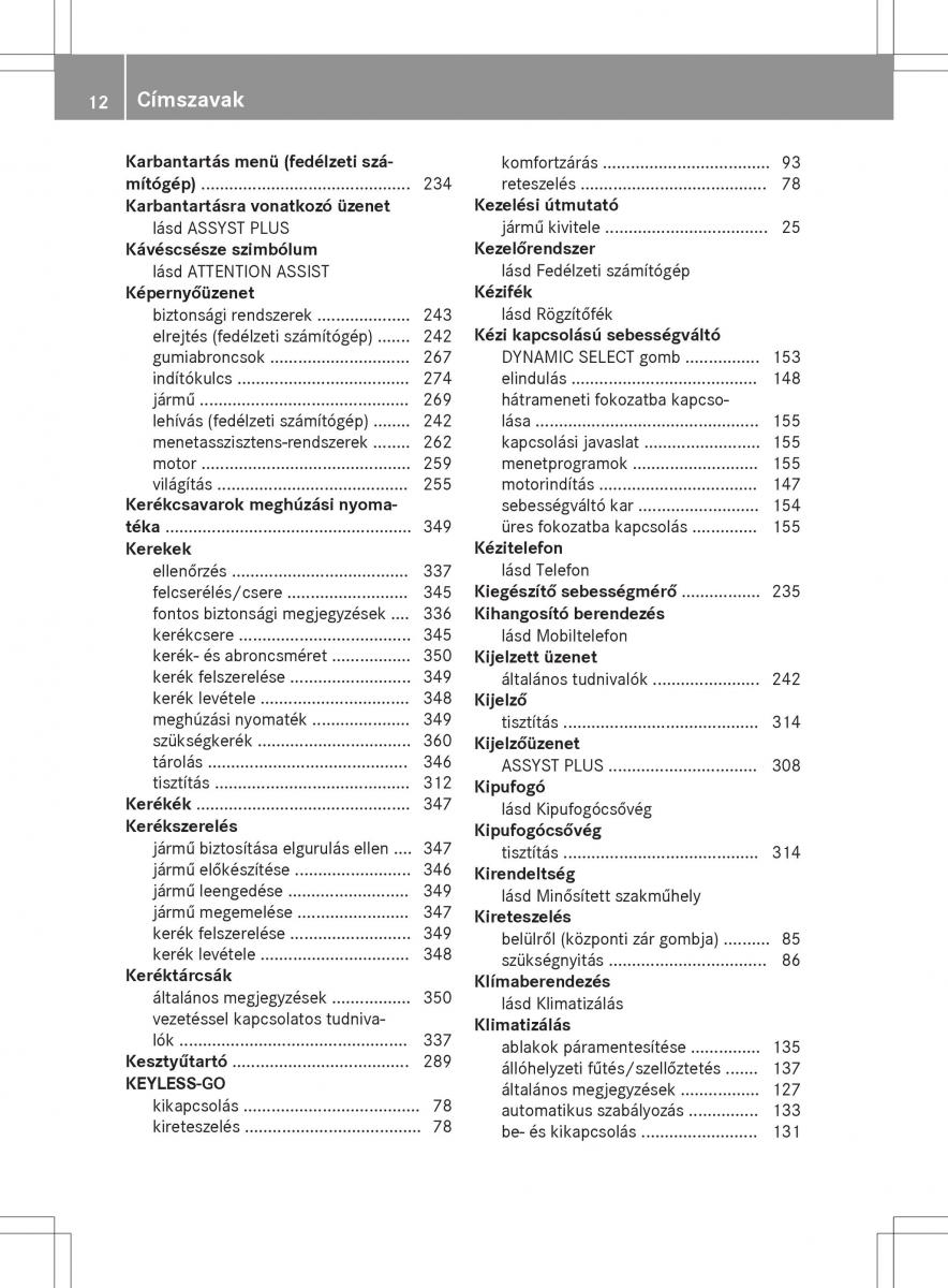 Mercedes GLA X156 kezelesi utmutato / page 12