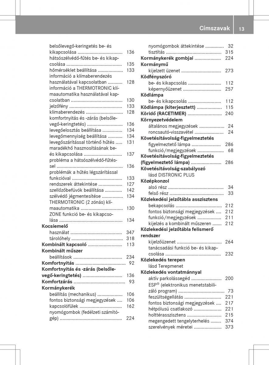 Mercedes GLA X156 kezelesi utmutato / page 13