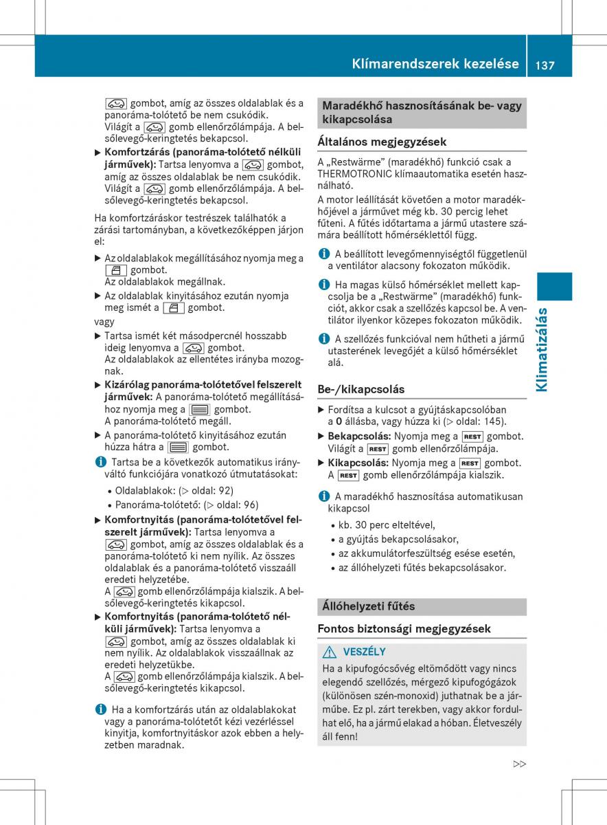 Mercedes GLA X156 kezelesi utmutato / page 137