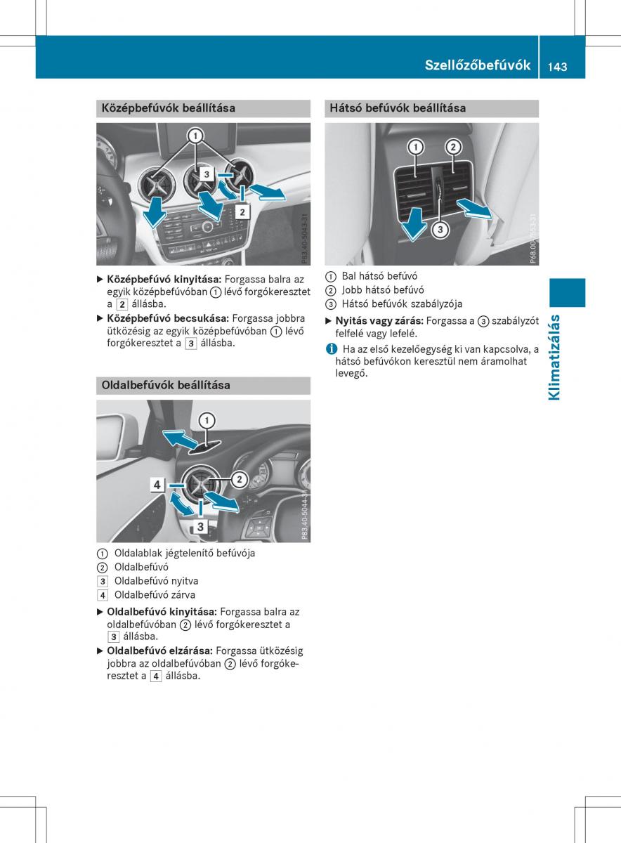 Mercedes GLA X156 kezelesi utmutato / page 143