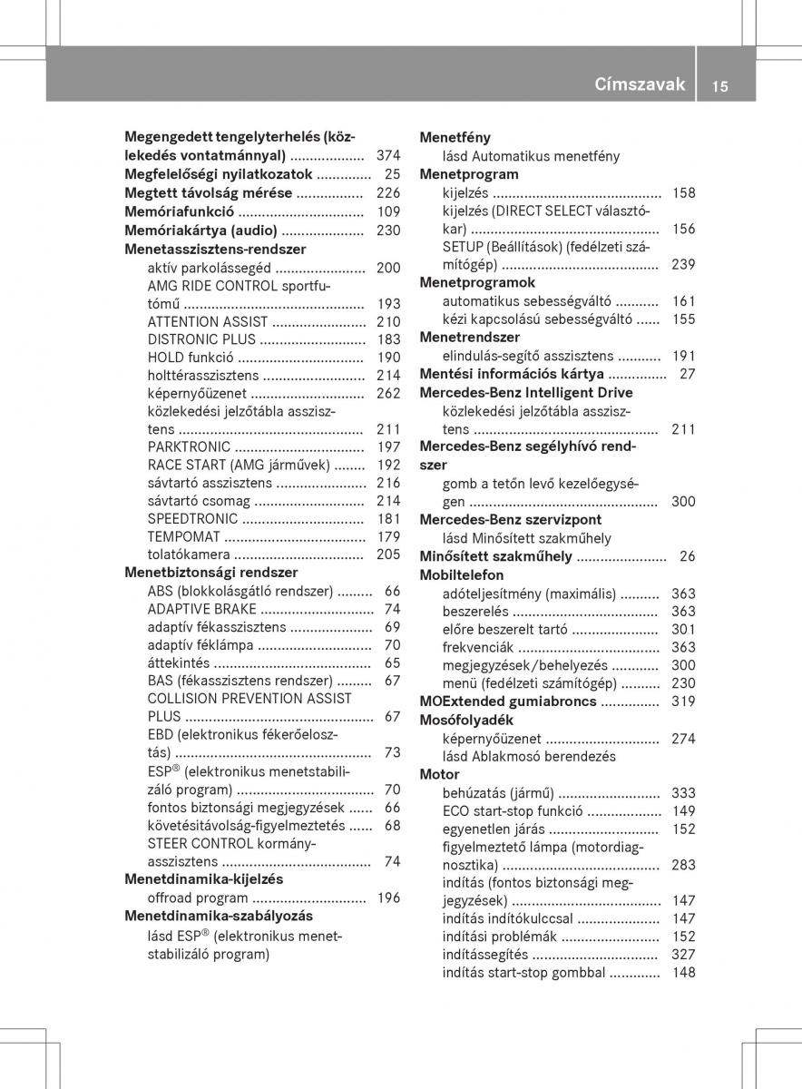 Mercedes GLA X156 kezelesi utmutato / page 15