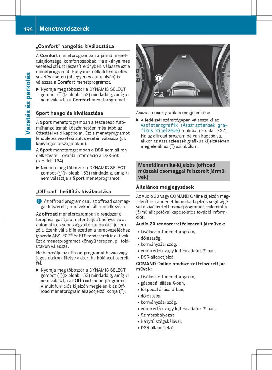 Mercedes GLA X156 kezelesi utmutato / page 196