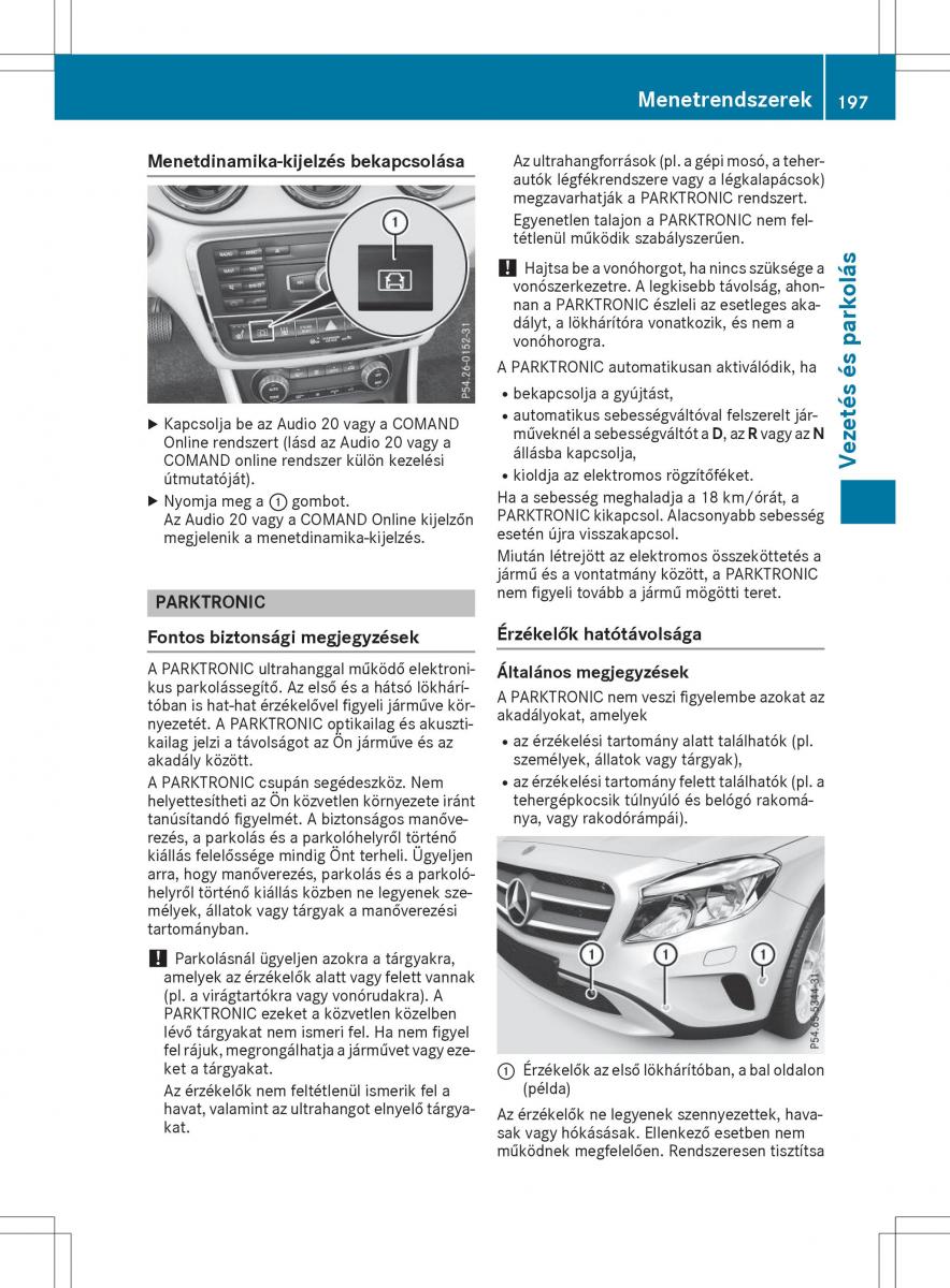 Mercedes GLA X156 kezelesi utmutato / page 197