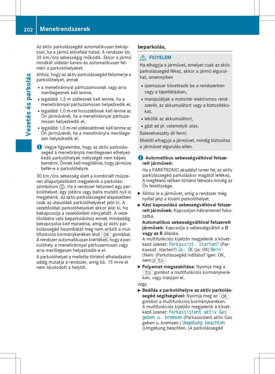 Mercedes GLA X156 kezelesi utmutato / page 202