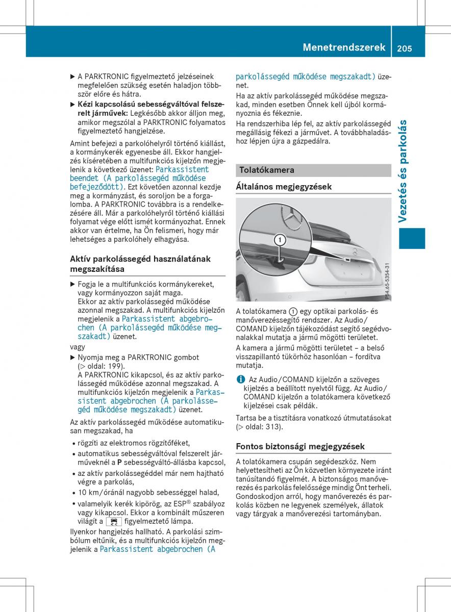 Mercedes GLA X156 kezelesi utmutato / page 205