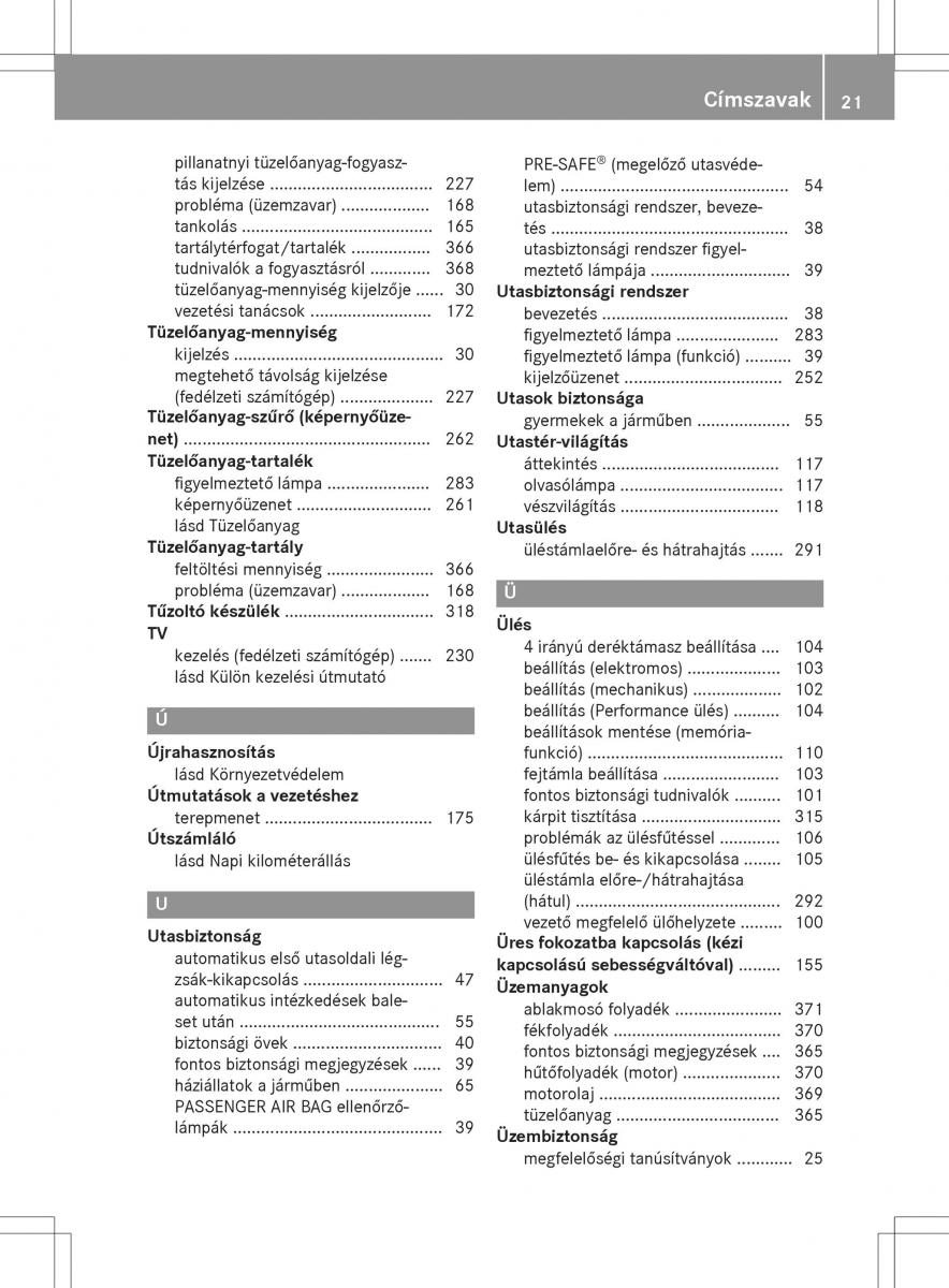 Mercedes GLA X156 kezelesi utmutato / page 21