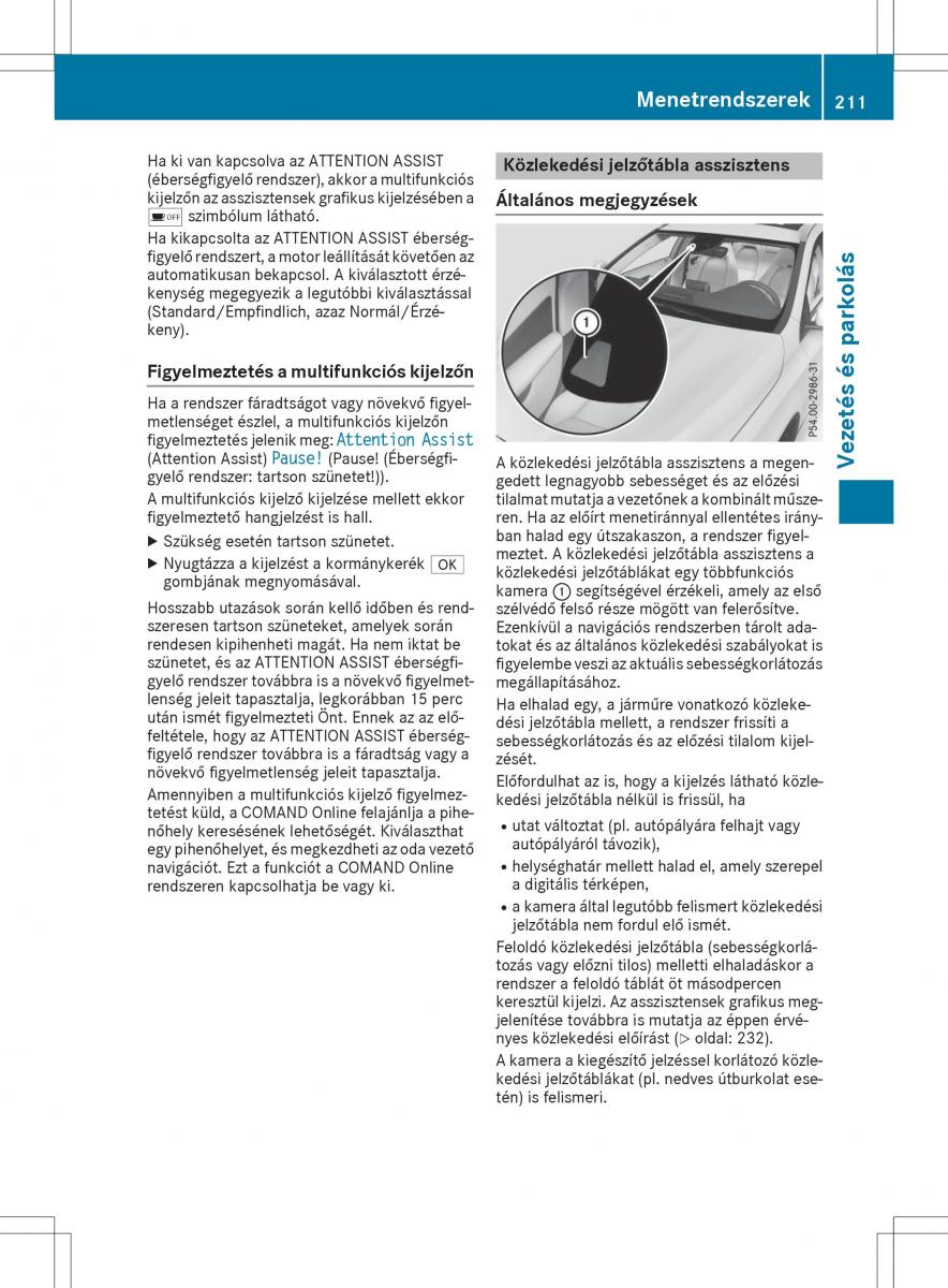 Mercedes GLA X156 kezelesi utmutato / page 211