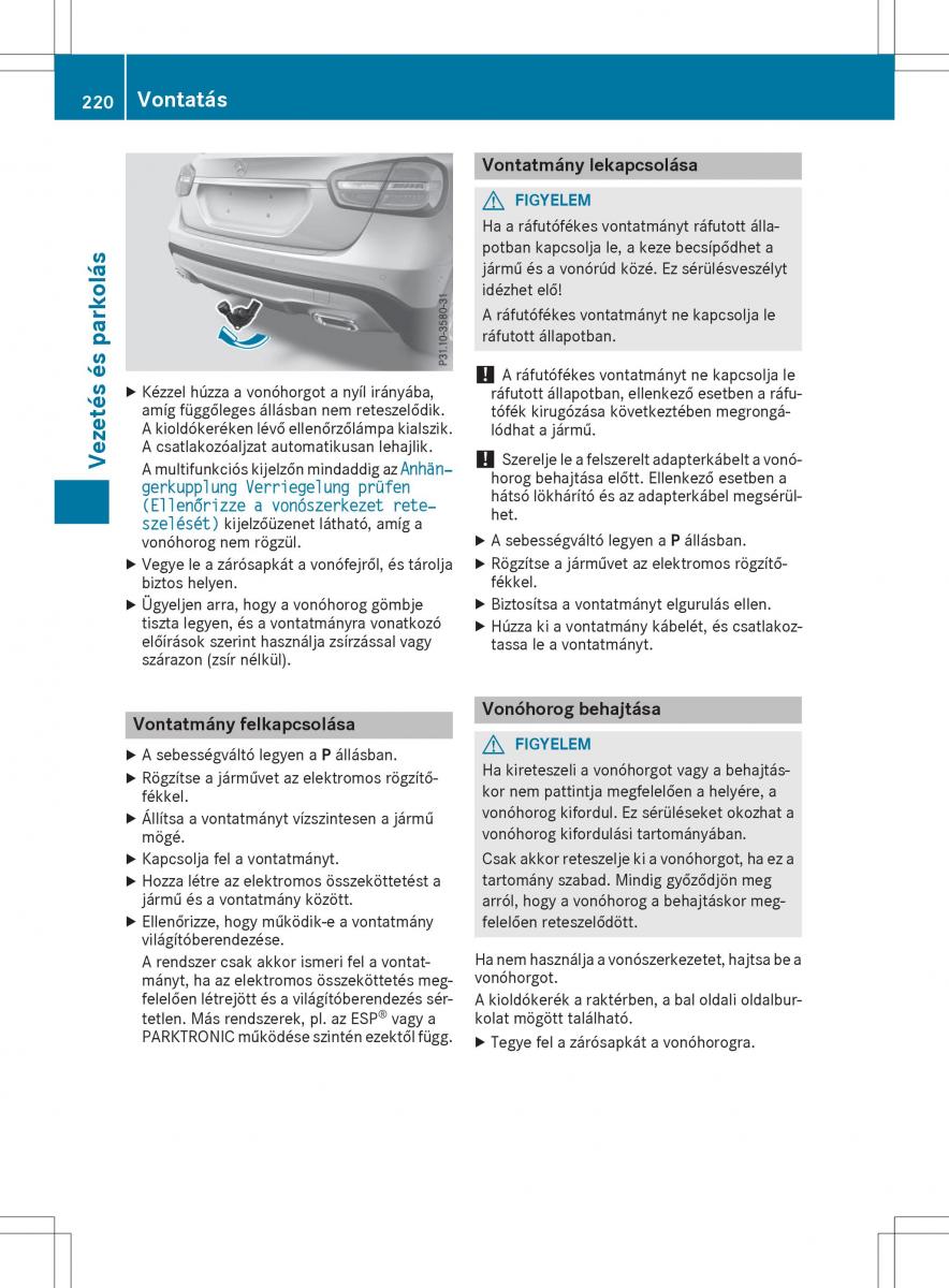 Mercedes GLA X156 kezelesi utmutato / page 220