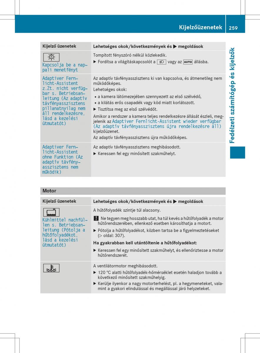 Mercedes GLA X156 kezelesi utmutato / page 259