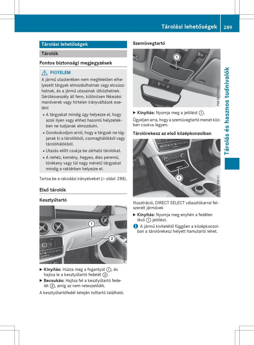 Mercedes GLA X156 kezelesi utmutato / page 289