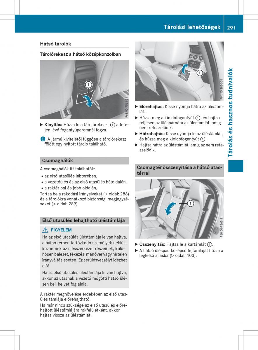 Mercedes GLA X156 kezelesi utmutato / page 291