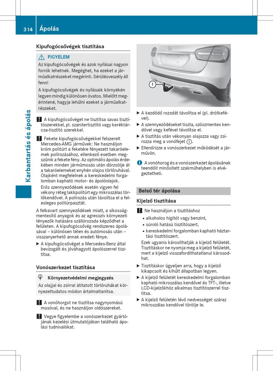 Mercedes GLA X156 kezelesi utmutato / page 314