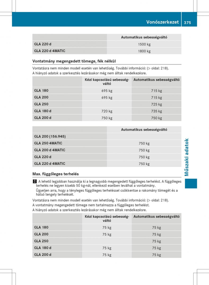 Mercedes GLA X156 kezelesi utmutato / page 375