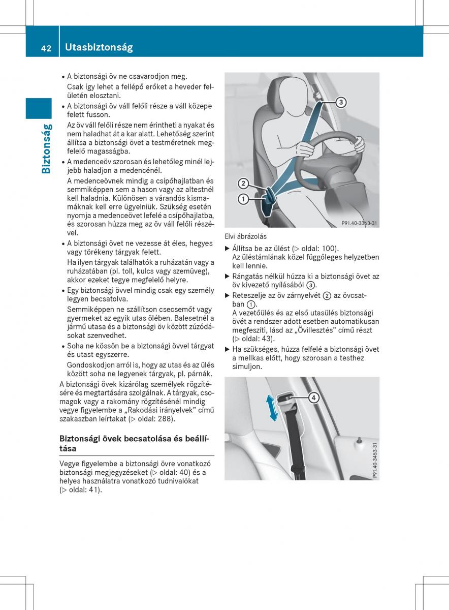 Mercedes GLA X156 kezelesi utmutato / page 42