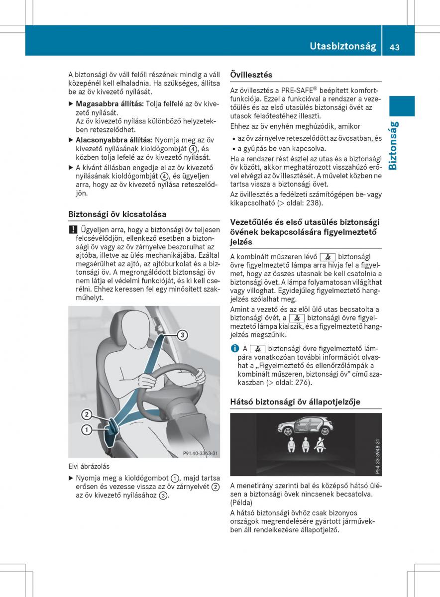 Mercedes GLA X156 kezelesi utmutato / page 43