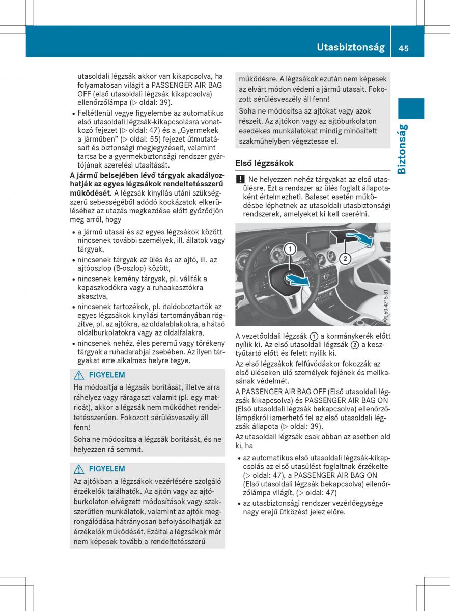 Mercedes GLA X156 kezelesi utmutato / page 45