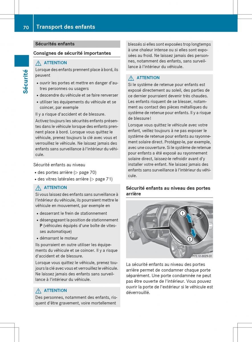 Mercedes GLA X156 manuel du proprietaire / page 72