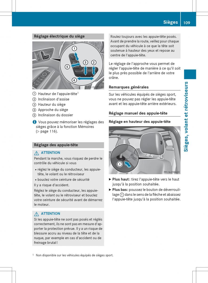 Mercedes GLA X156 manuel du proprietaire / page 111