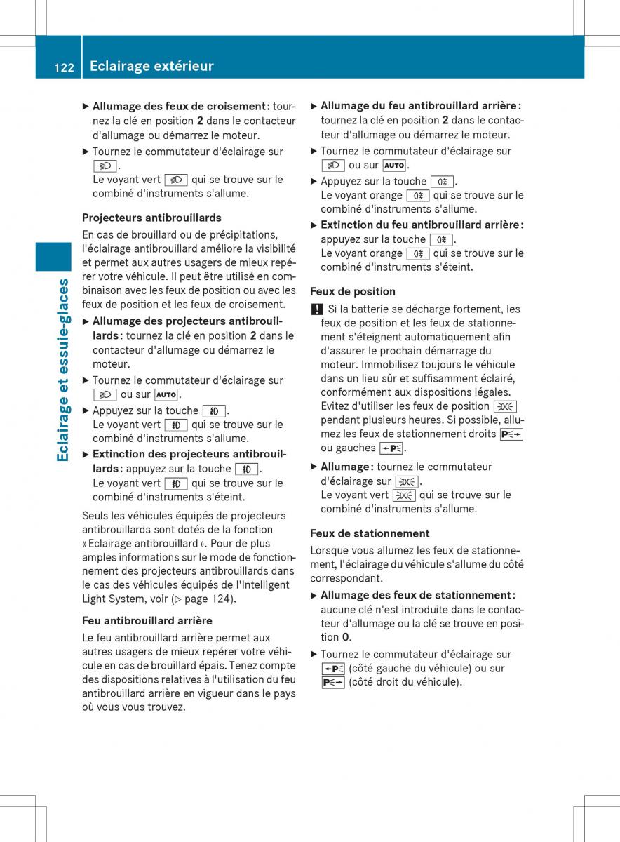 Mercedes GLA X156 manuel du proprietaire / page 124