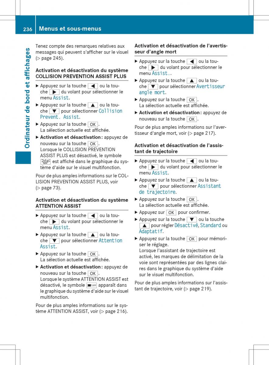 Mercedes GLA X156 manuel du proprietaire / page 238