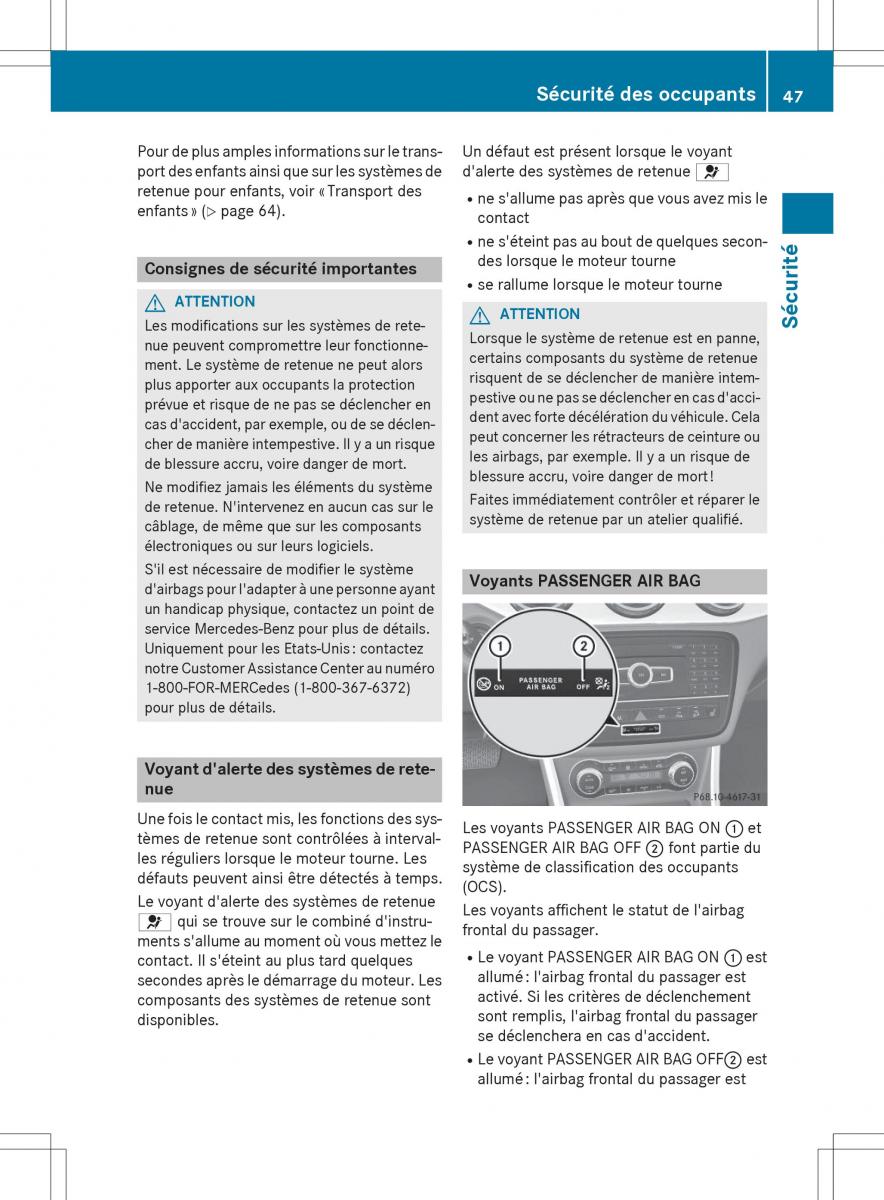 Mercedes GLA X156 manuel du proprietaire / page 49