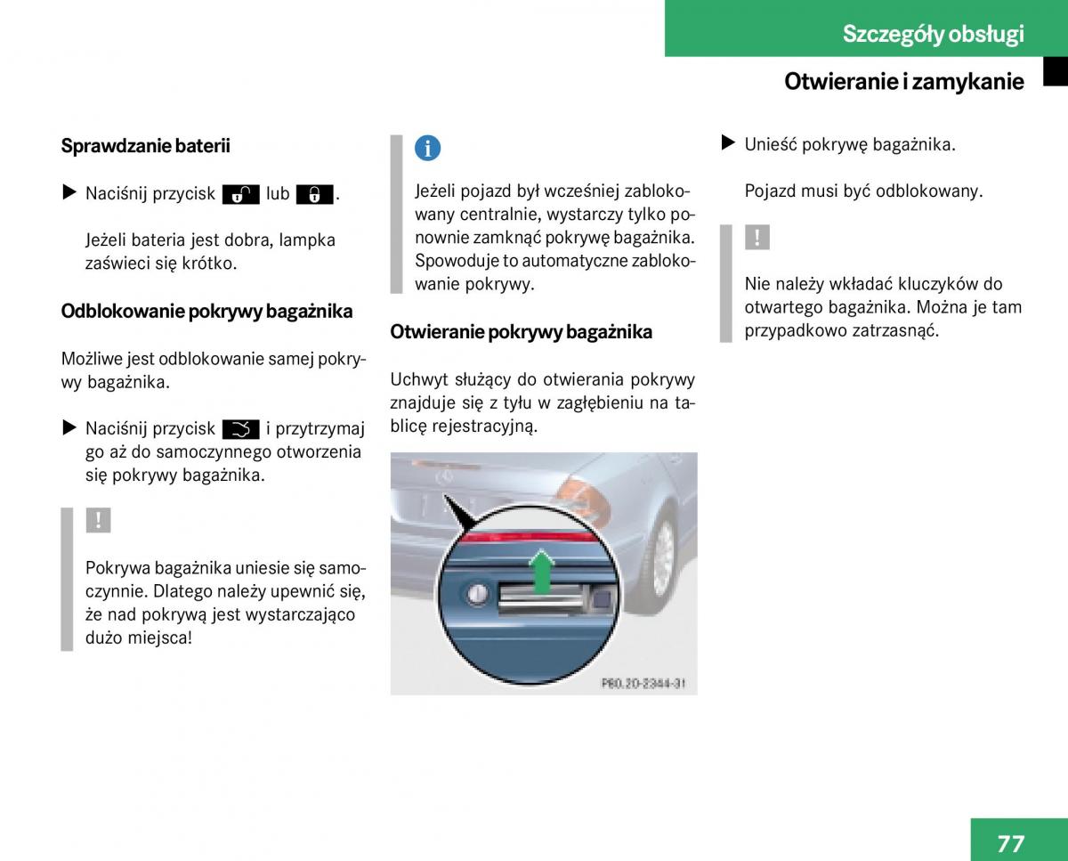 Mercedes Benz E Class W211 instrukcja obslugi / page 75