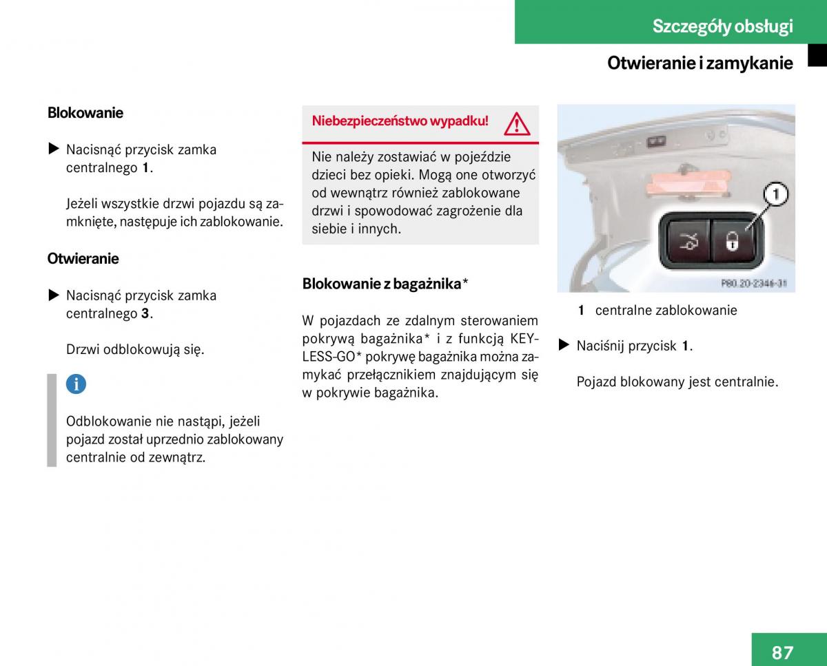 Mercedes Benz E Class W211 instrukcja obslugi / page 85