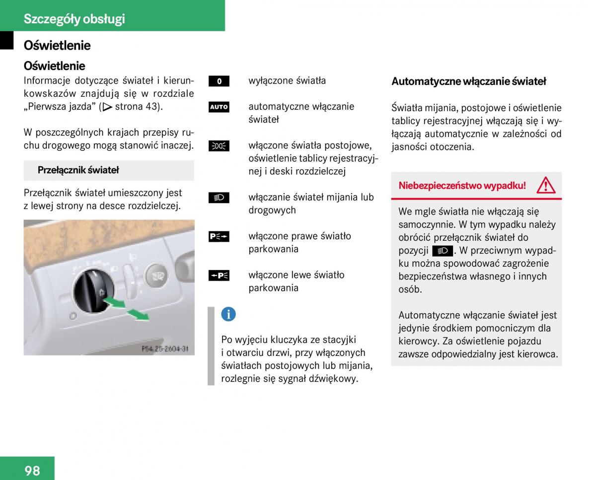 Mercedes Benz E Class W211 instrukcja obslugi / page 96