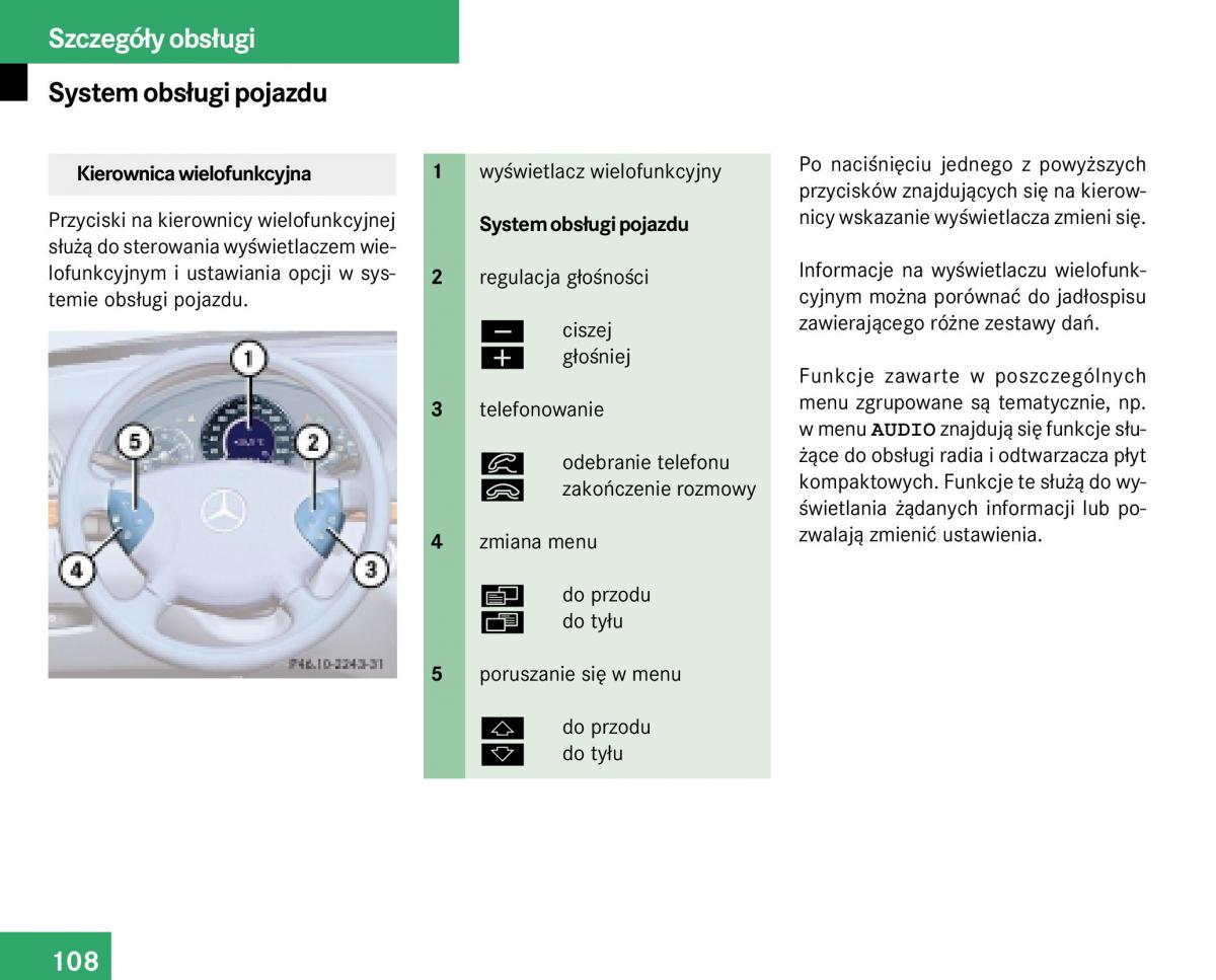 Mercedes Benz E Class W211 instrukcja obslugi / page 106