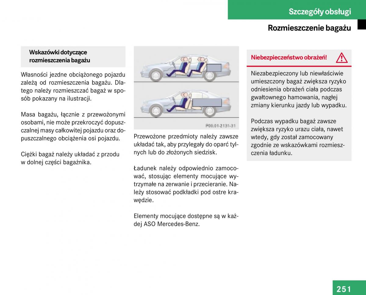 Mercedes Benz E Class W211 instrukcja obslugi / page 249