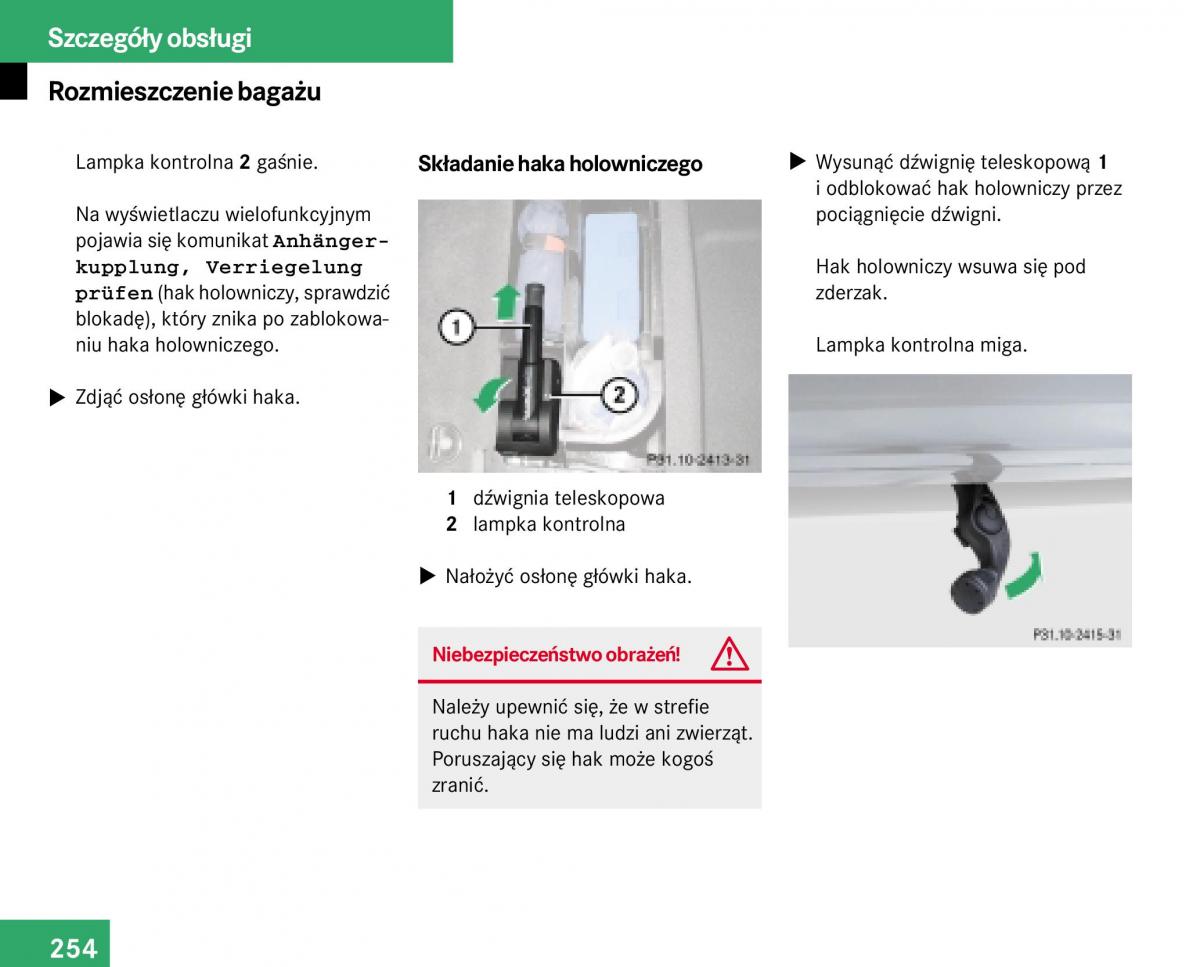 Mercedes Benz E Class W211 instrukcja obslugi / page 252