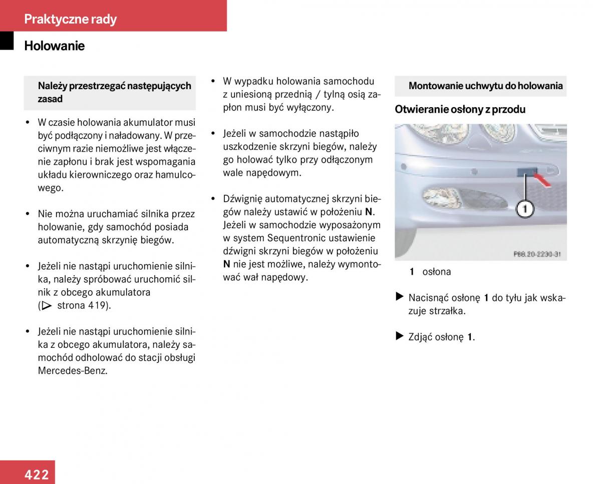 Mercedes Benz E Class W211 instrukcja obslugi / page 418