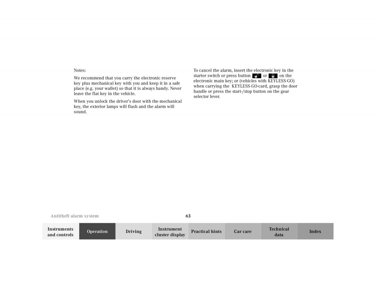 Mercedes Benz S Class W220 owners manual / page 66