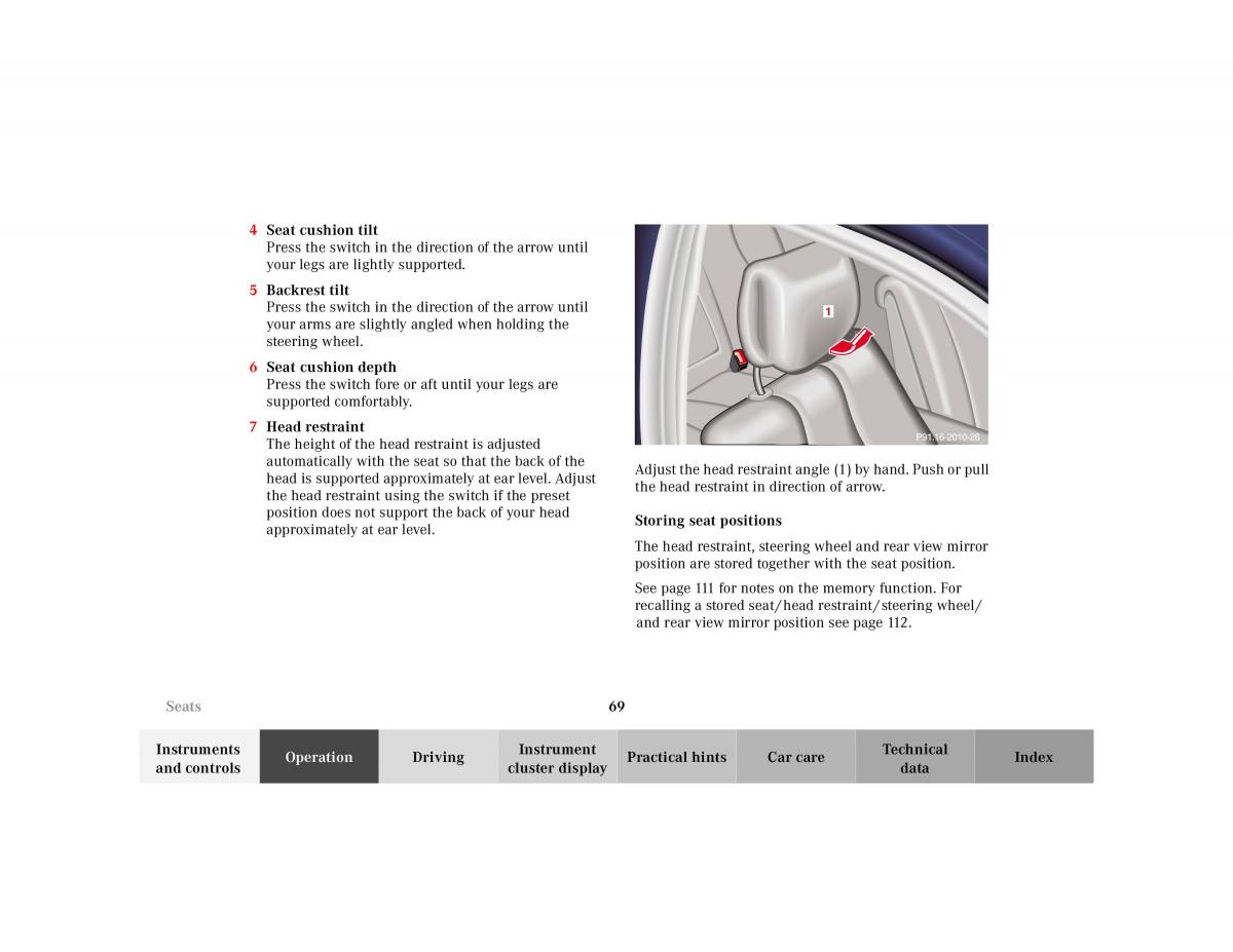 Mercedes Benz S Class W220 owners manual / page 72