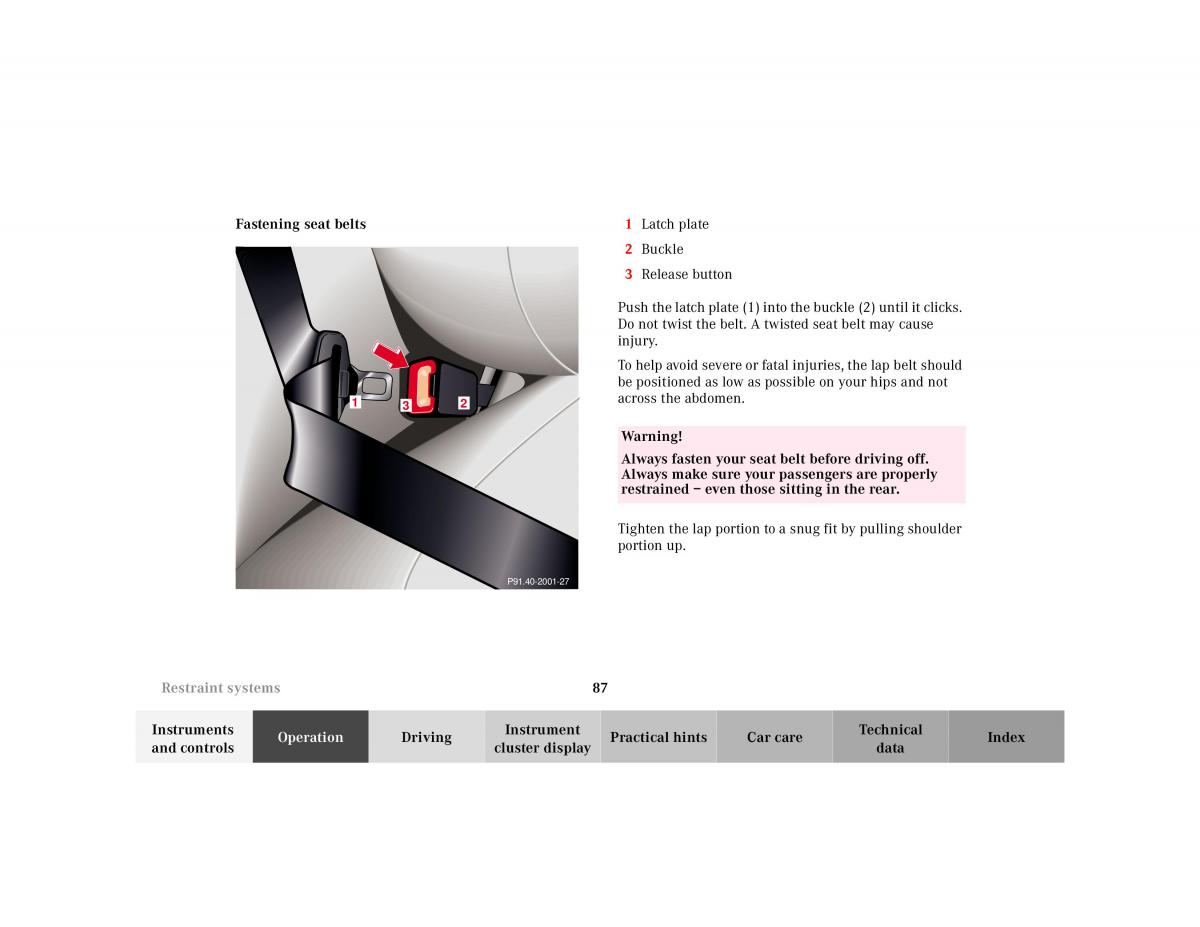 Mercedes Benz S Class W220 owners manual / page 90