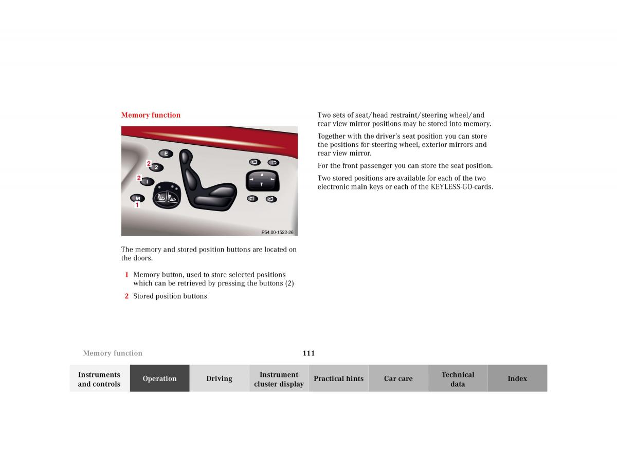 Mercedes Benz S Class W220 owners manual / page 114