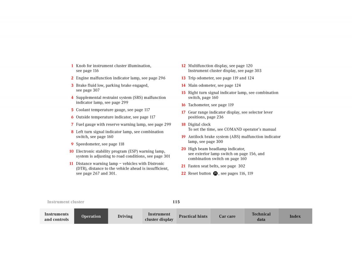 Mercedes Benz S Class W220 owners manual / page 118