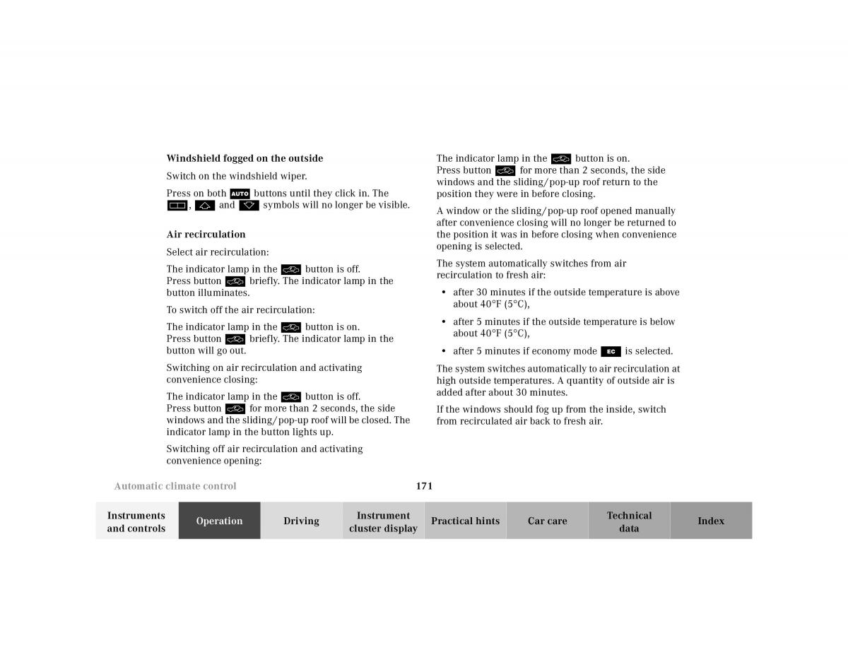 Mercedes Benz S Class W220 owners manual / page 174