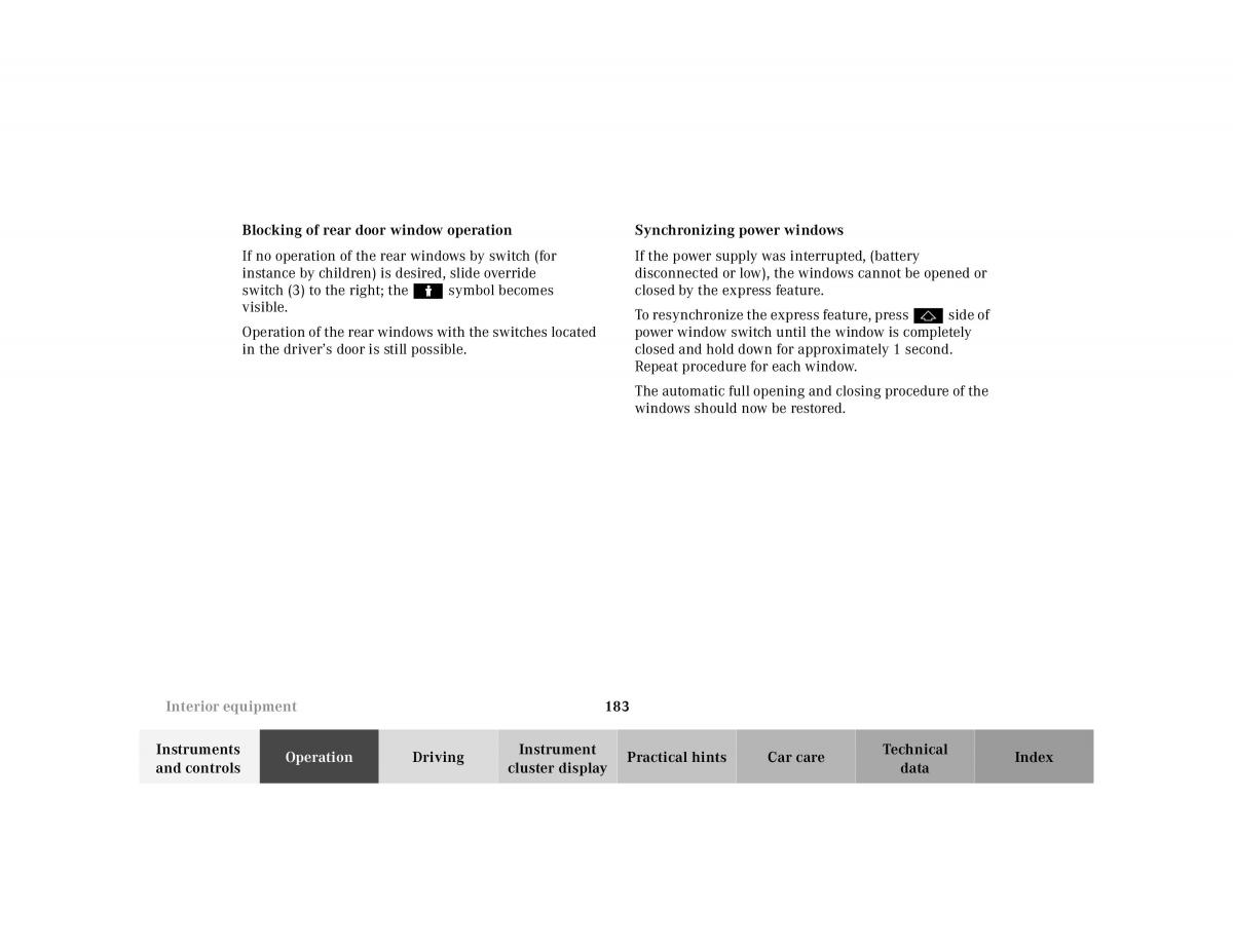 Mercedes Benz S Class W220 owners manual / page 186